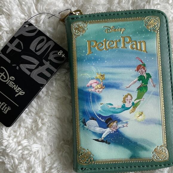 Loungefly Disney Peter Pan Green Zip Around Folding Wallet NEW - Picture 2 of 9